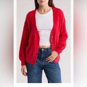 Women's Red Cardigan Sweater